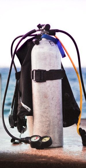 BCD on a tank for scuba diving