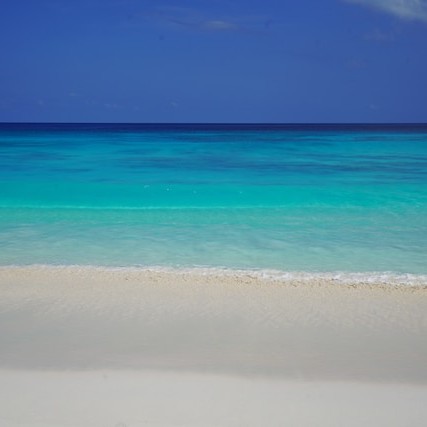 blue waters on the beach of an island in the seychelles
