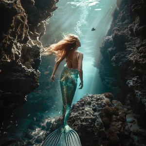 mermaid swimming in the ocean