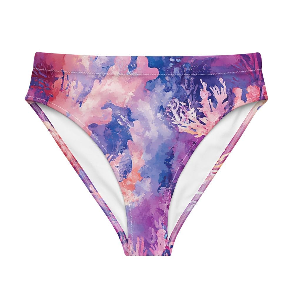 High-waisted bikini bottom made from recycled materials, whispers of the reef pattern.