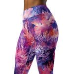 Women's swim and scuba diving leggings with a coral reef print.