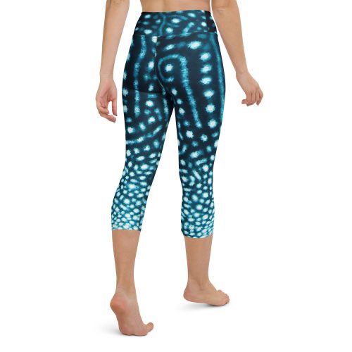Whale Shark leggings in capri length, back view.