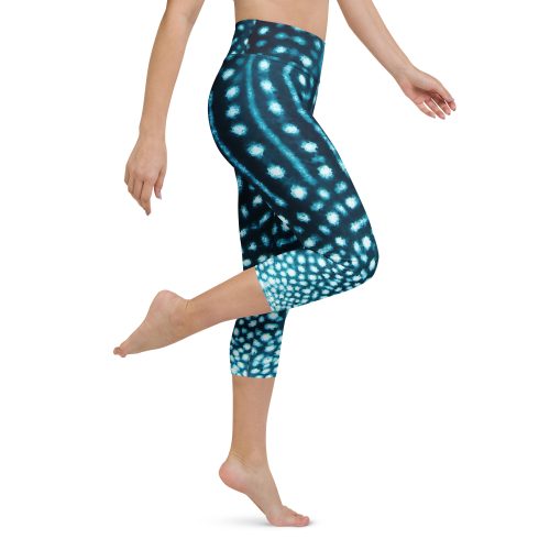 Model showing the movement of whale shark capri leggings.