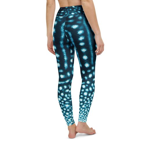 The back view of Whale Shark Wandered leggings on a model.